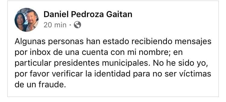 Suplantan identidad del Secretario de Finanzas del Estado de San Luis Potosí.