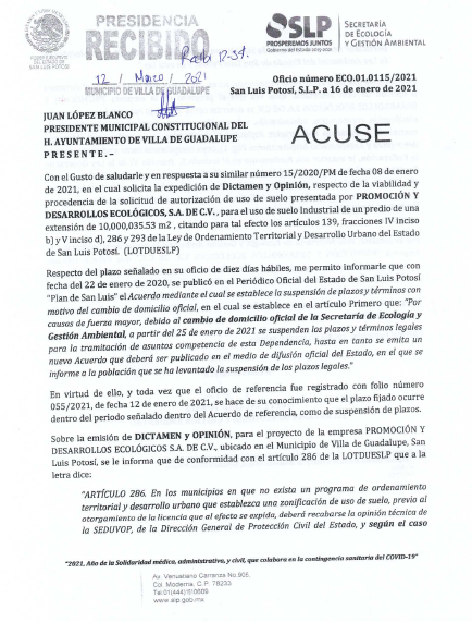 Juan López Blanco Alcalde con licencia, realizó tramites ante instituciones del estado por instalación de Tiradero Toxico en Villa de Guadalupe