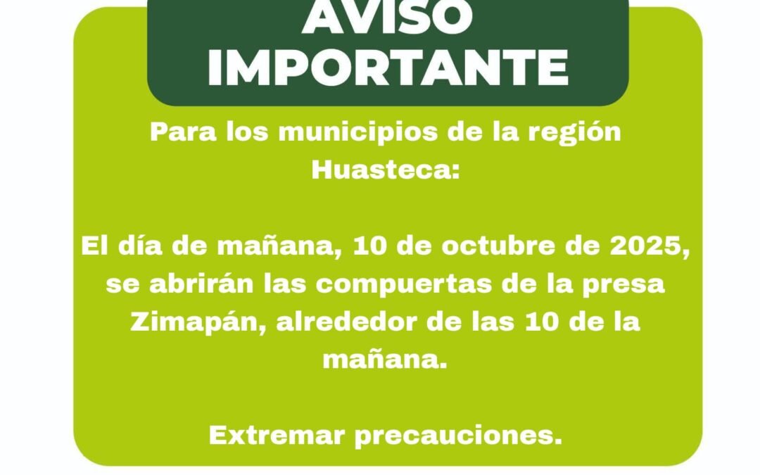 GOBIERNO ESTATAL EN ALERTA POR DESFOGUE DE LA PRESA ZIMAPÁN